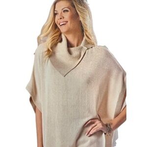 2/$40 NWT Charlie Paige Women's Gold Soft Knit Poncho Top Large XL 100% Viscose